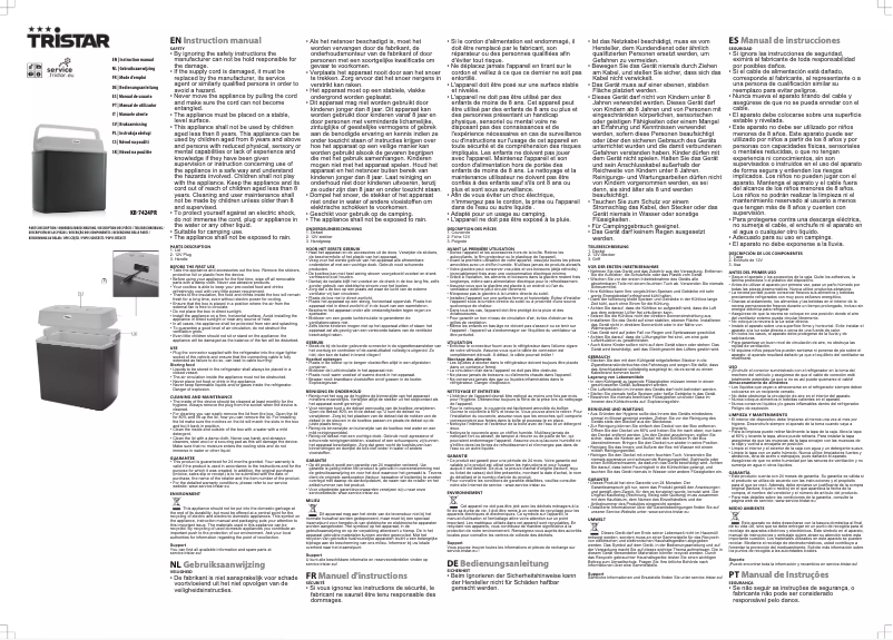 Page n°1 - Manuel utilisateur TriStar KB-7424PR