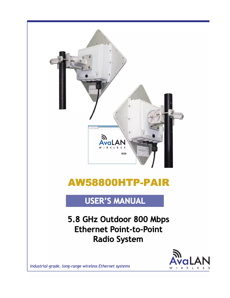 Page n°1 - Manuel utilisateur AvaLAN AW58800HTP