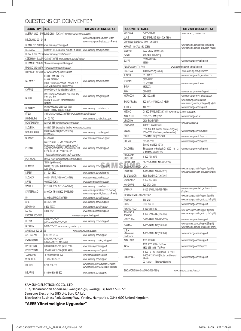 Page 1 de la notice Manuel utilisateur Samsung MH035FMEA
