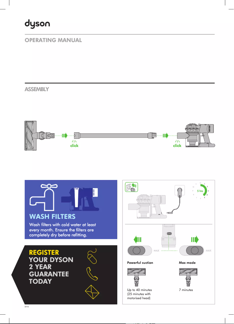 Image de la première page du manuel de l'appareil V8 Extra