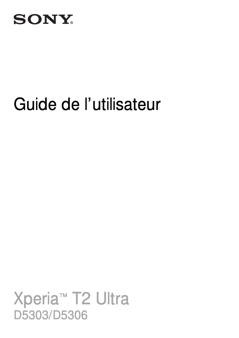 Image de la première page du manuel de l'appareil Xperia T2 Ultra