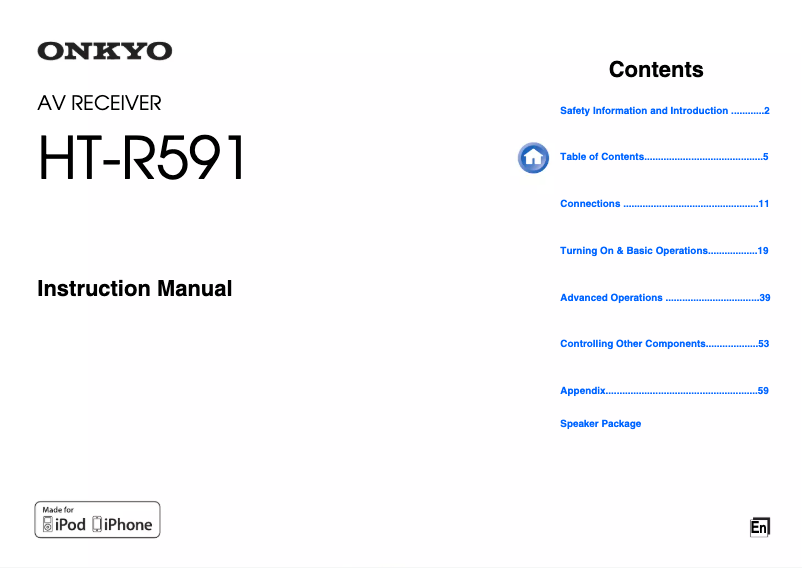 Página 1 del manual Manual de usuario Onkyo HT-R591