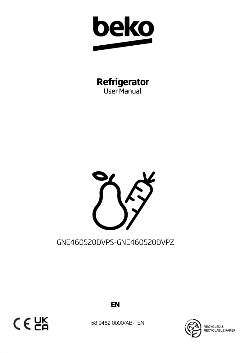 Page 1 de la notice Manuel utilisateur Beko GNE460520DVPX