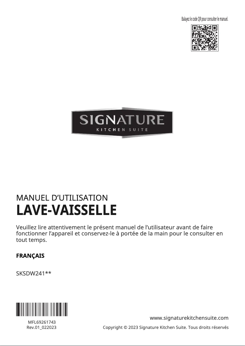 Image de la première page du manuel de l'appareil SKSDW2411S