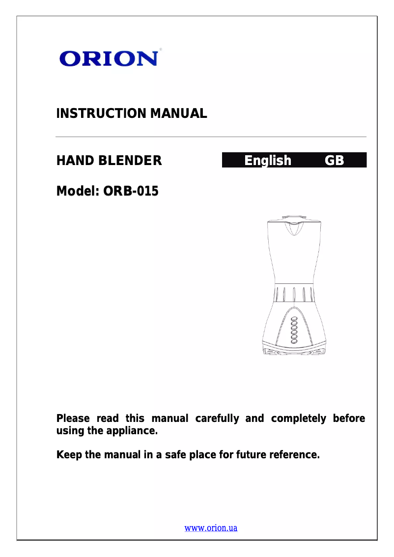 Image de la première page du manuel de l'appareil ORB-015