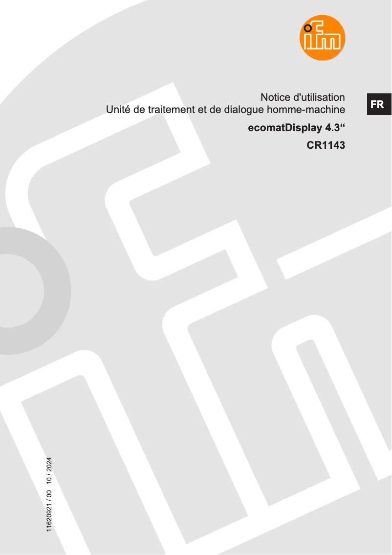 Page n°1 - Manuel utilisateur IFM CR1143