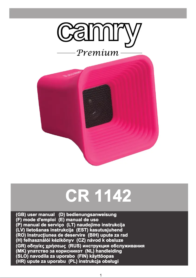 Page 1 de la notice Manuel utilisateur Camry CR 1142