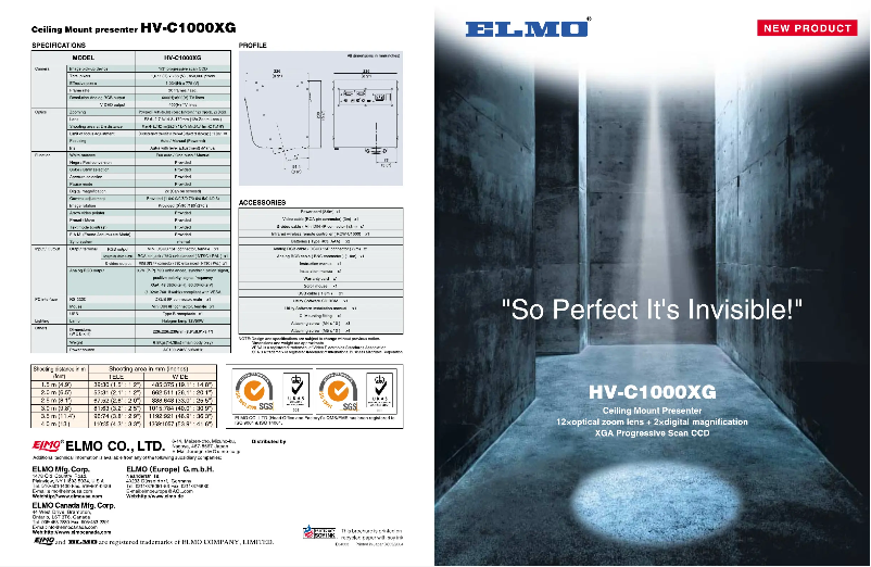 Page 1 de la notice Brochure Elmo HV-C1000XG