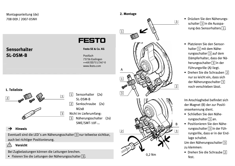 Page 1 de la notice Manuel utilisateur Festo SL-DSM-B