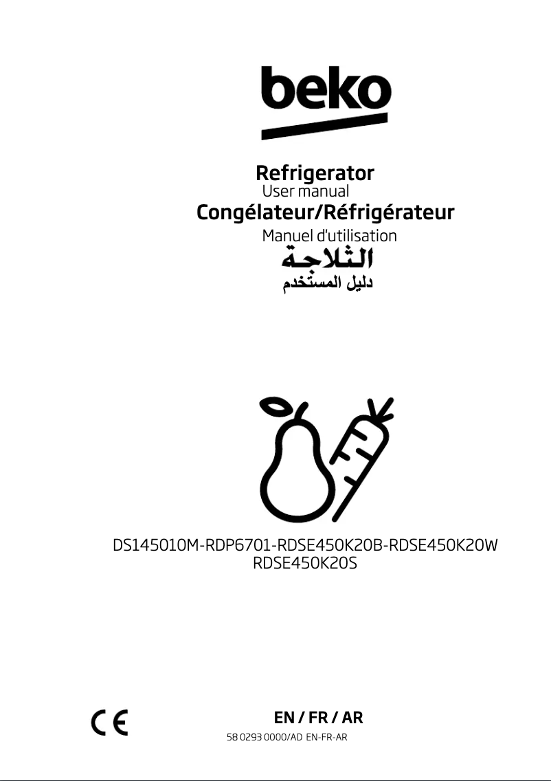 Page 1 de la notice Manuel utilisateur Beko RDSE450K20B