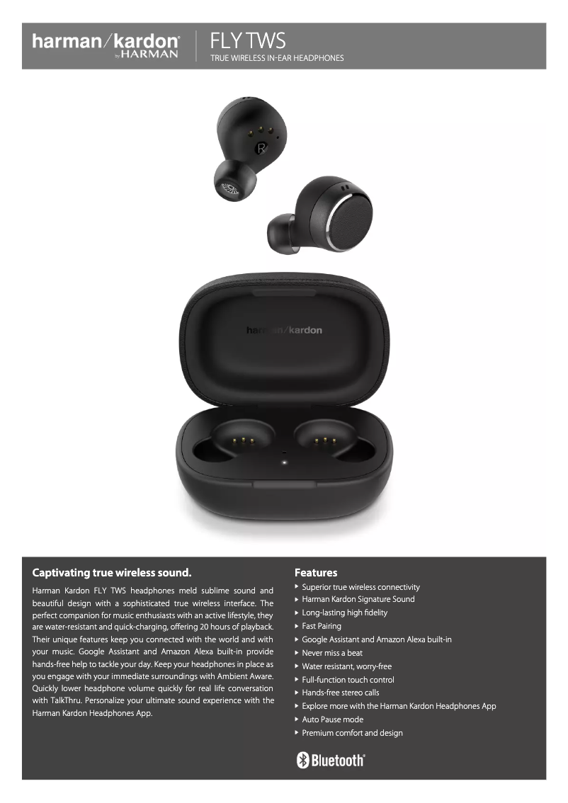 Page 1 de la notice Fiche technique Harman Kardon FLY TWS