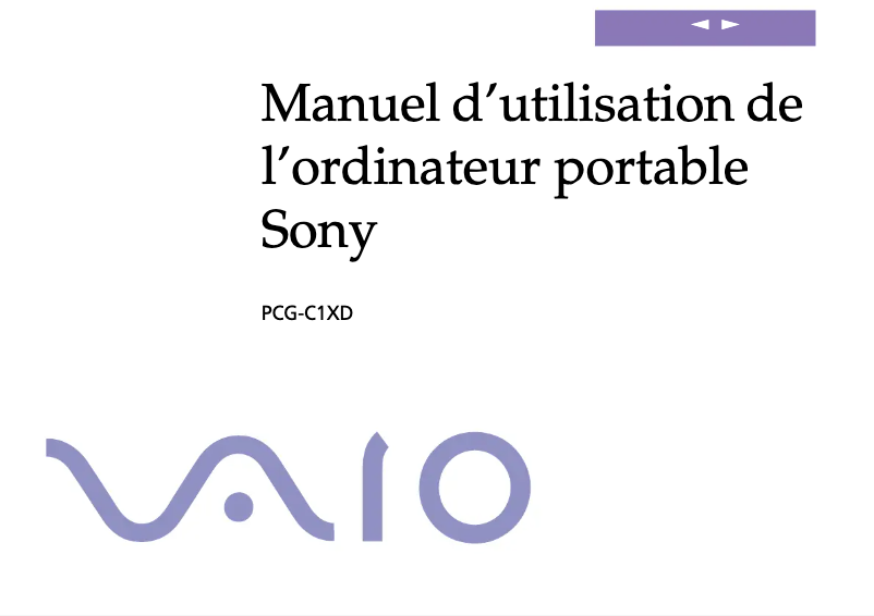 Image de la première page du manuel de l'appareil Vaio PCG-C1XN