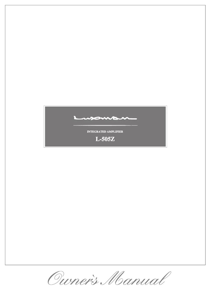 Page n°1 - Manuel utilisateur Luxman L-505Z
