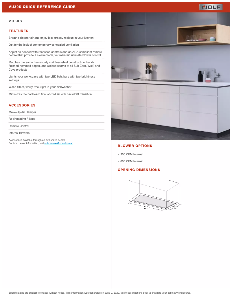 Page 1 de la notice Manuel utilisateur Wolf VU30S