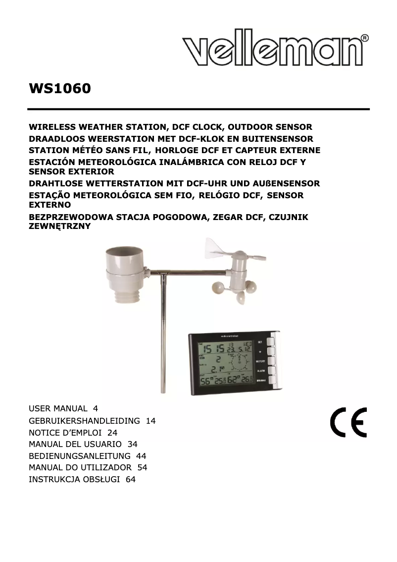 Página 1 del manual Manual de usuario Velleman WS1060