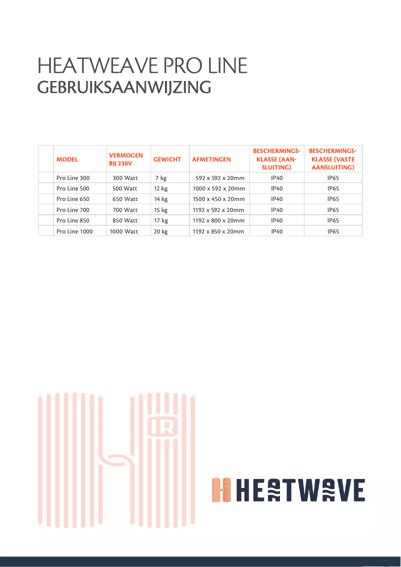 Page 1 de la notice Manuel utilisateur Heatwave Pro-Line 850