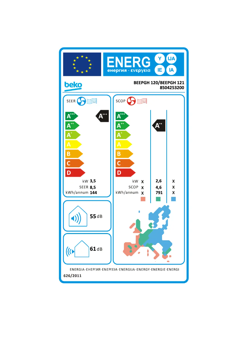 Page n°1 - Label énergétique Beko BEEPGH 121