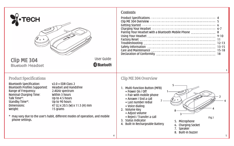 Image de la première page du manuel de l'appareil Clip ME 304
