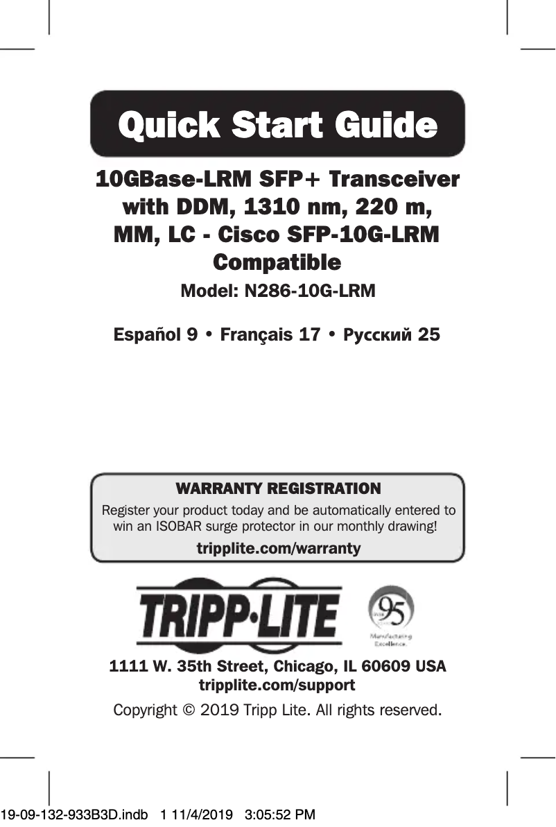 Página 1 del manual Manual de usuario Tripp Lite N286-10G-LRM
