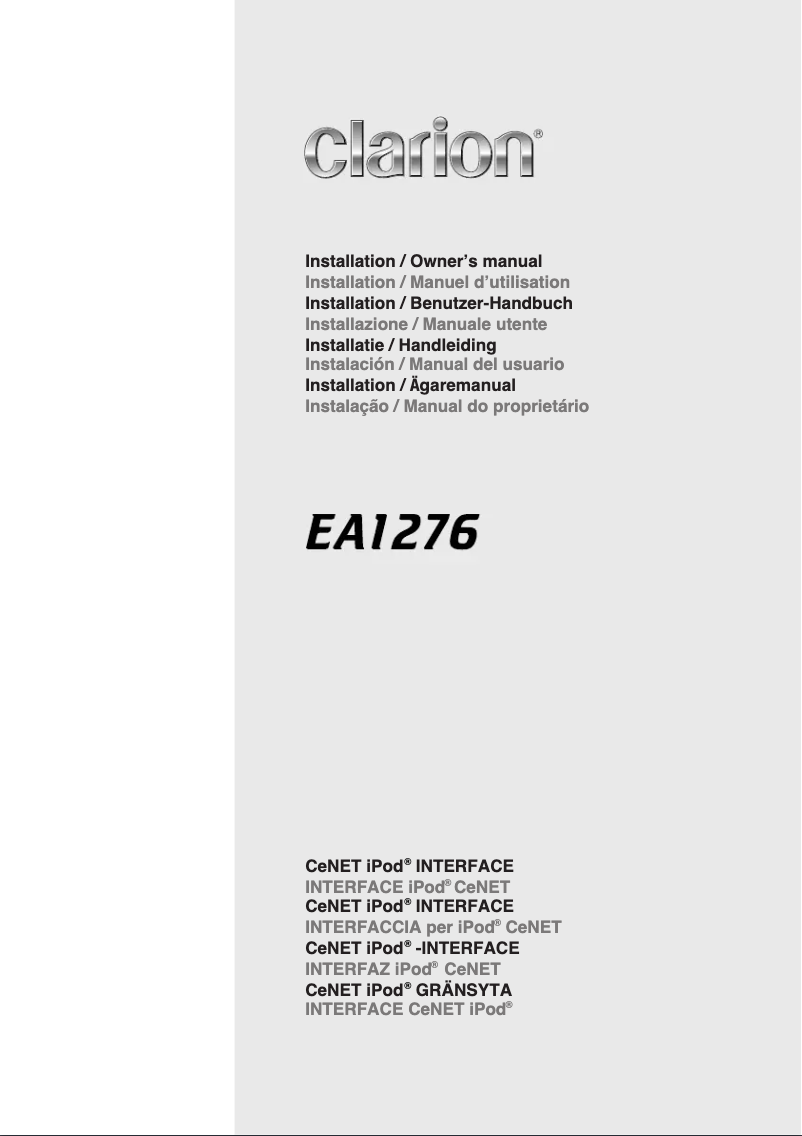 Page n°1 - Manuel utilisateur Clarion EA1276