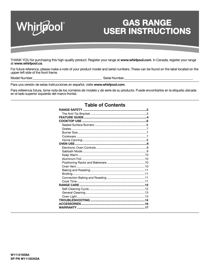 Page 1 de la notice Manuel utilisateur Whirlpool WFG550S0HB