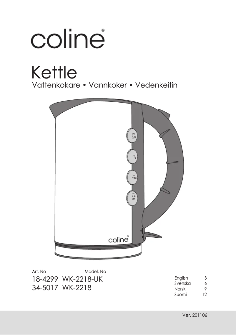 Image de la première page du manuel de l'appareil WK-2218