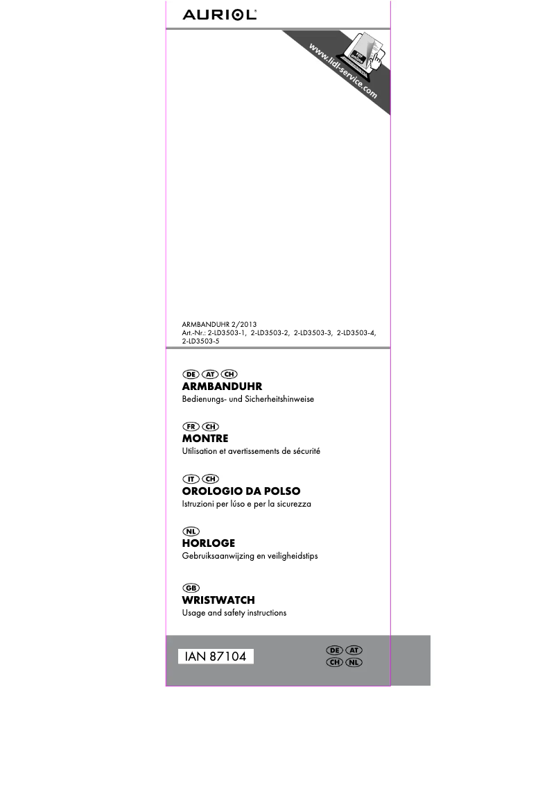 Page 1 de la notice Manuel utilisateur Auriol 2-LD3503-5