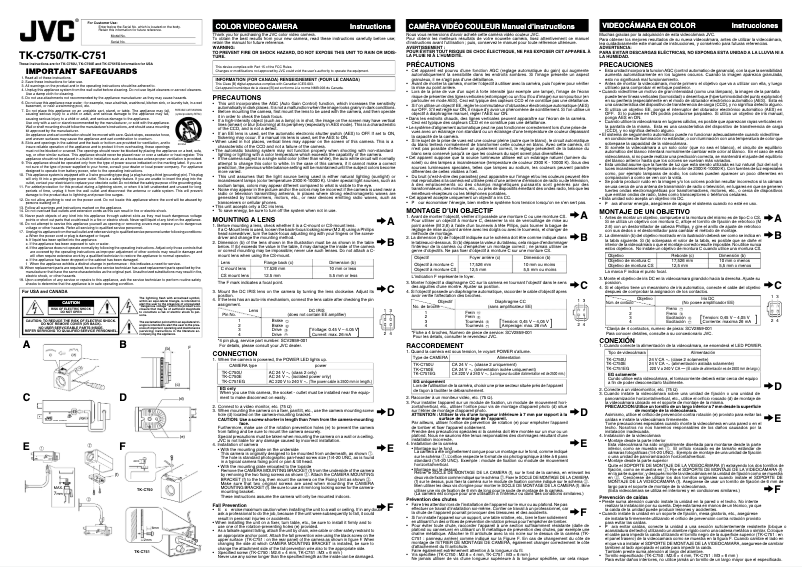 Page 1 de la notice Manuel utilisateur JVC TK-C751EG