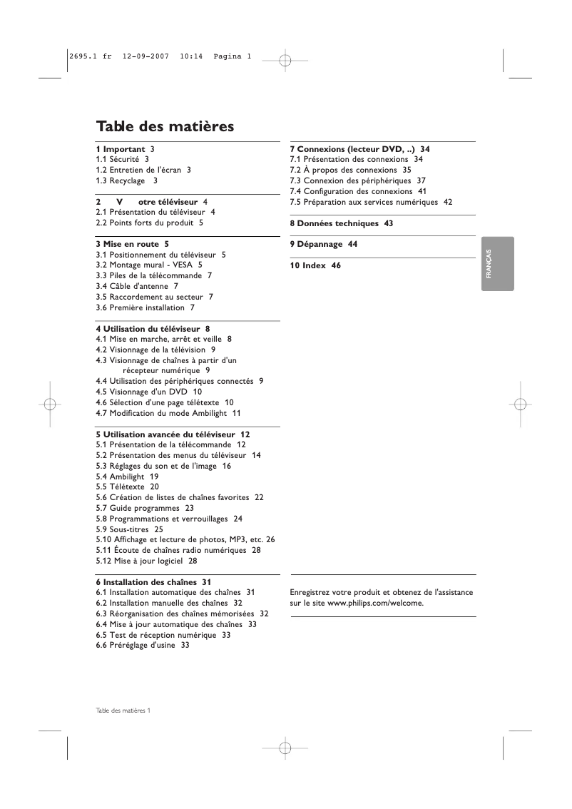 First page image of the manual for Cineos 37PFL9732D