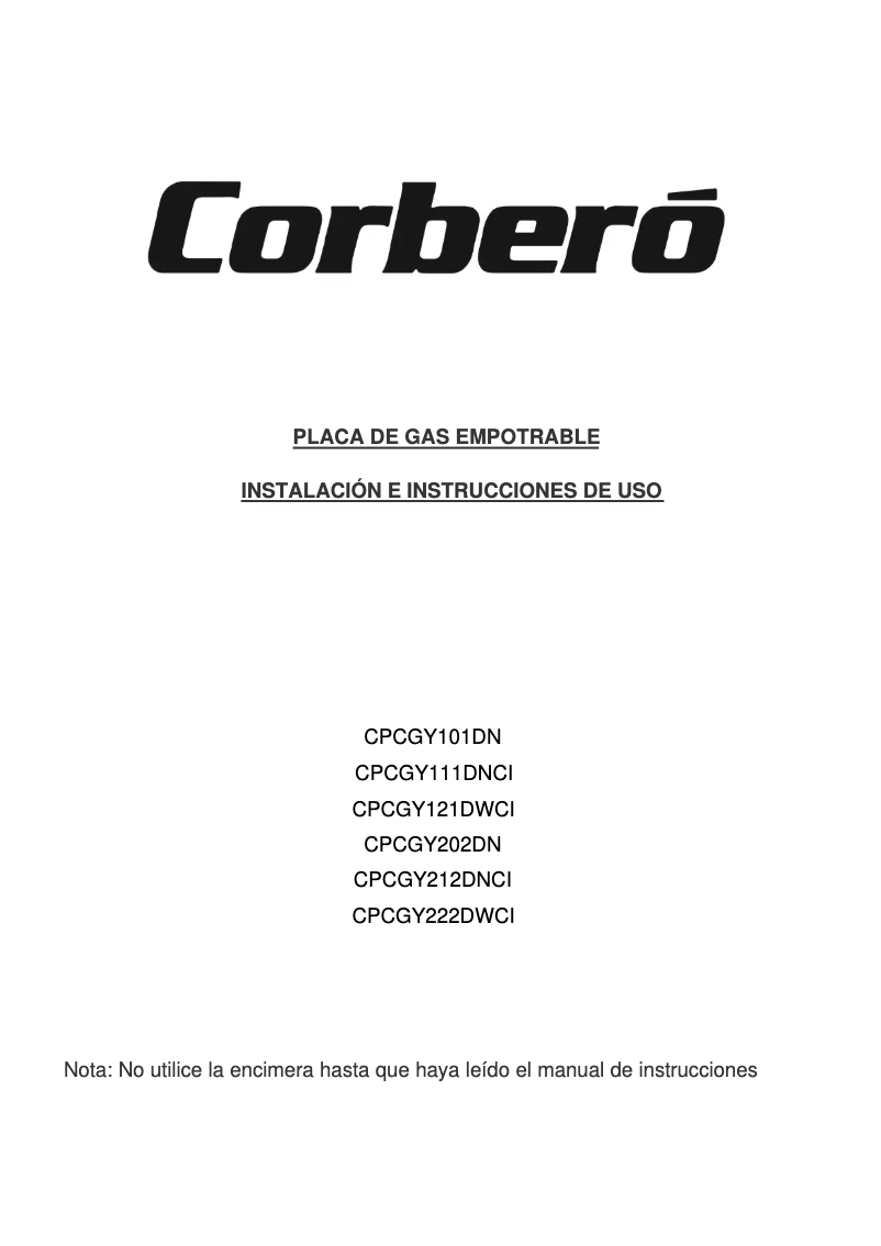 Page 1 de la notice Manuel utilisateur Corbero CPCGY121DWCI