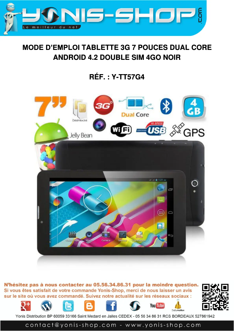 Page n°1 - Manuel utilisateur Yonis Y-TT57G4