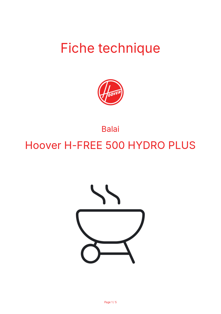 Image de la première page du manuel de l'appareil H-FREE 500 HYDRO PLUS