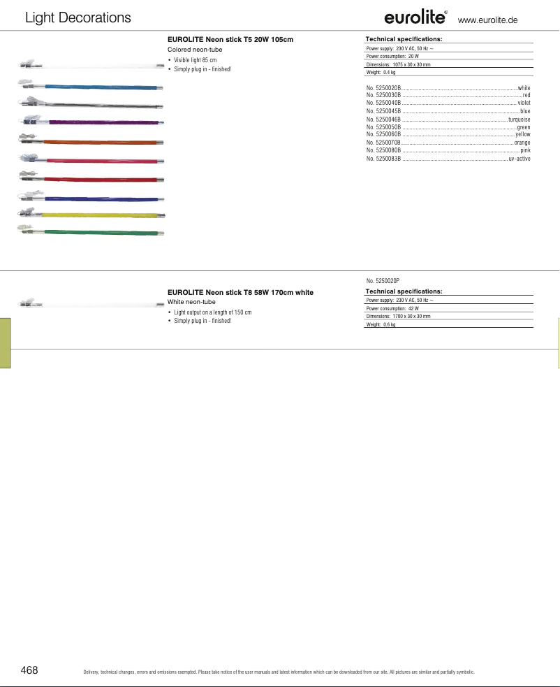 Page 1 de la notice Catalogue Eurolite Neon Stick T5