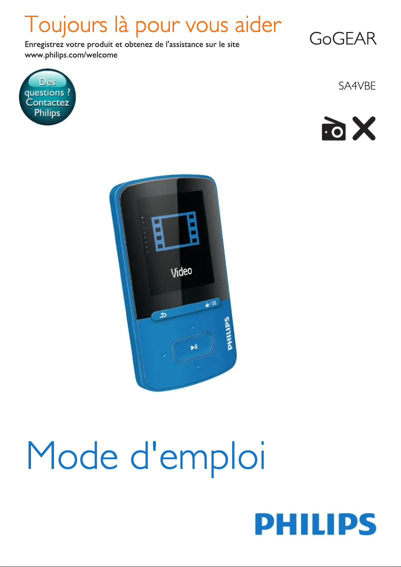 Page n°1 - Manuel utilisateur Philips GoGear SA4VBE08RN