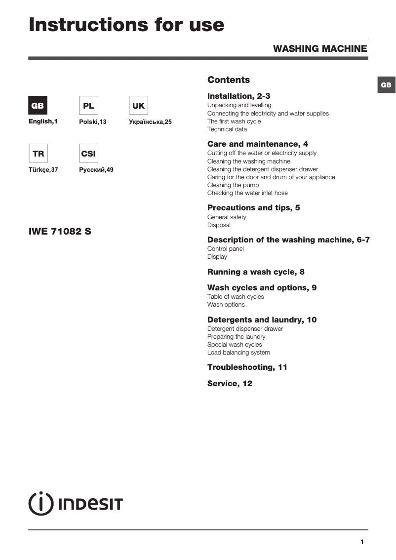 Image de la première page du manuel de l'appareil IWE 71082 S C ECO