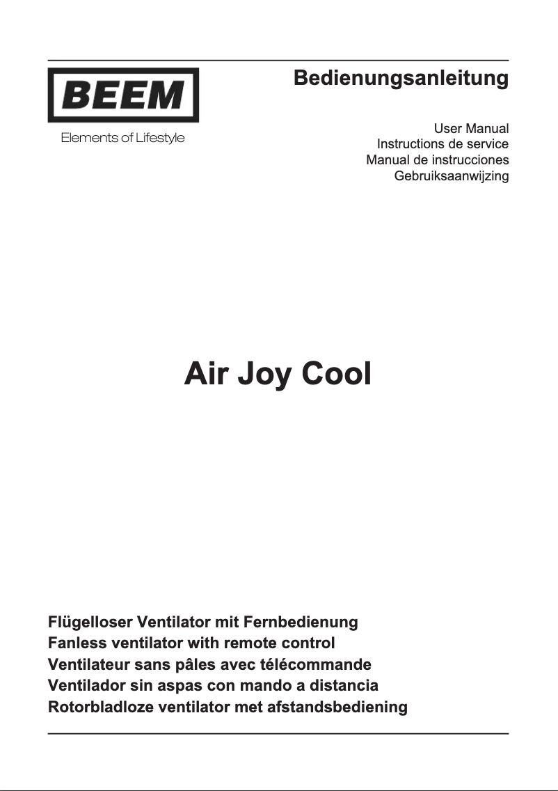 Image de la première page du manuel de l'appareil Air Joy Cool