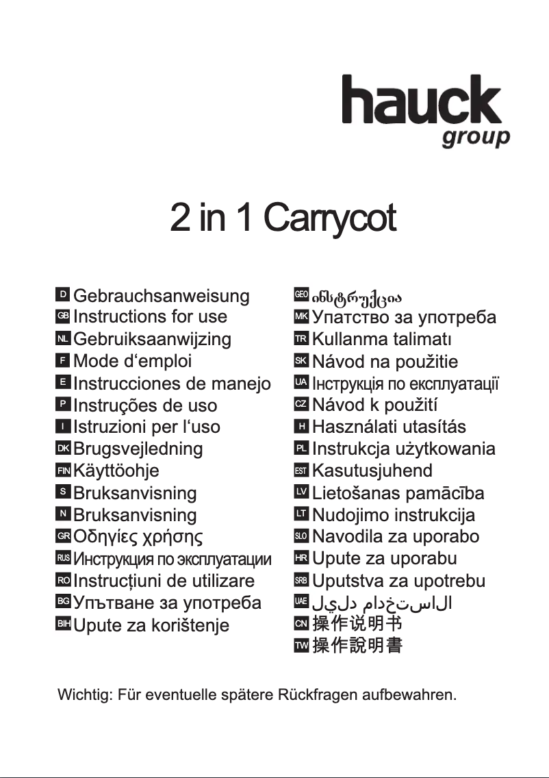 Page 1 de la notice Manuel utilisateur Hauck 2in1 Carrycot