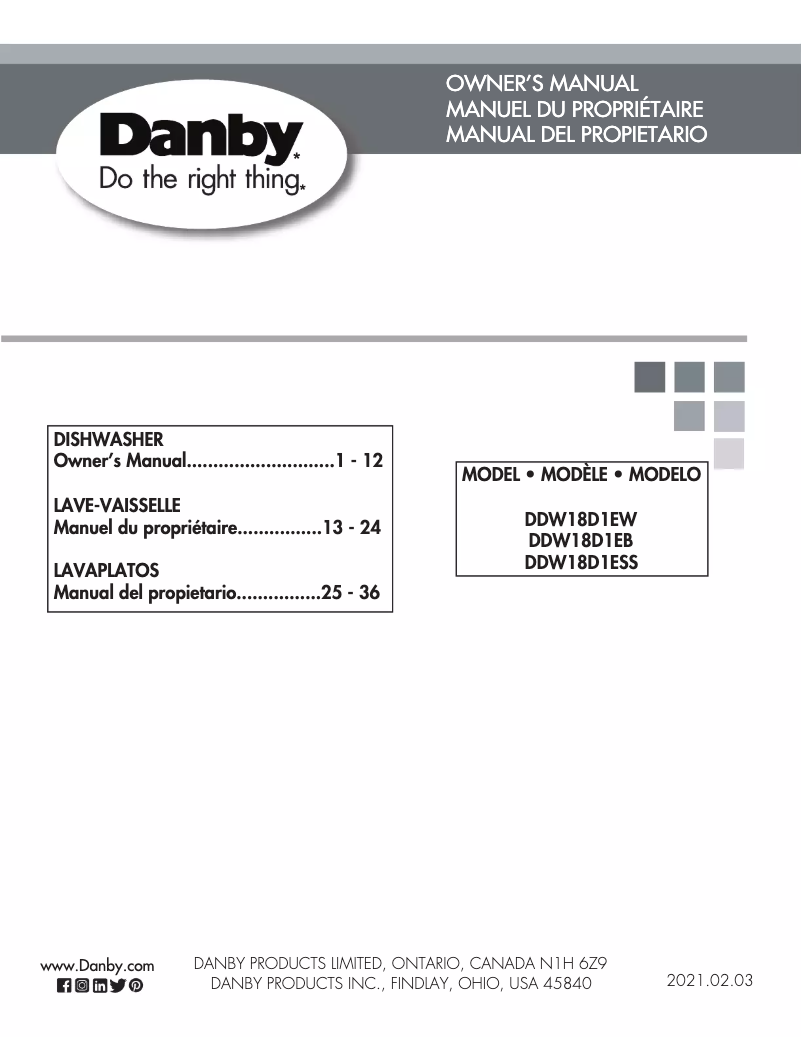 Página 1 del manual Manual de usuario Danby DDW18D1EB