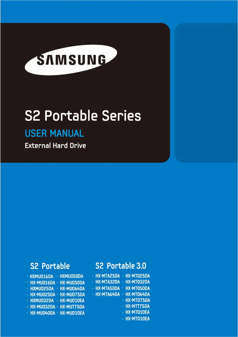Page 1 de la notice Manuel utilisateur Samsung HX-MU010EA S2