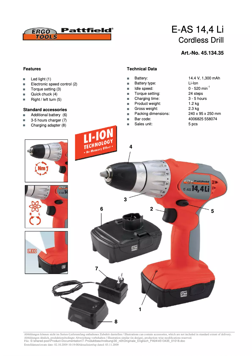 Image de la première page du manuel de l'appareil E-AS 14,4 Li