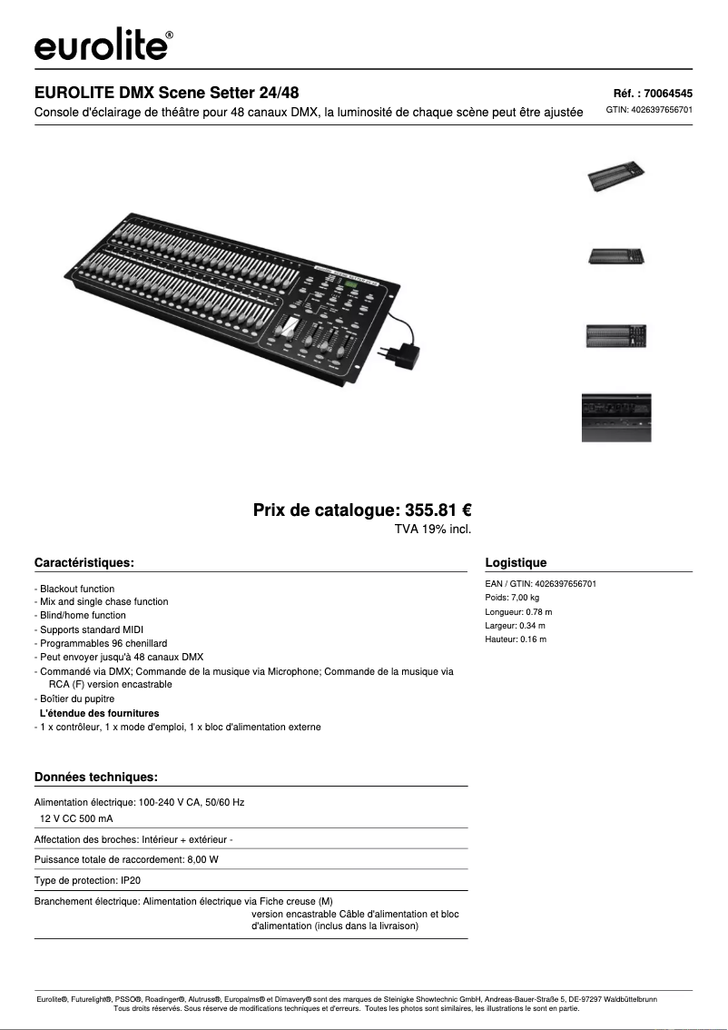 Image de la première page du manuel de l'appareil DMX Scene Setter 24/48