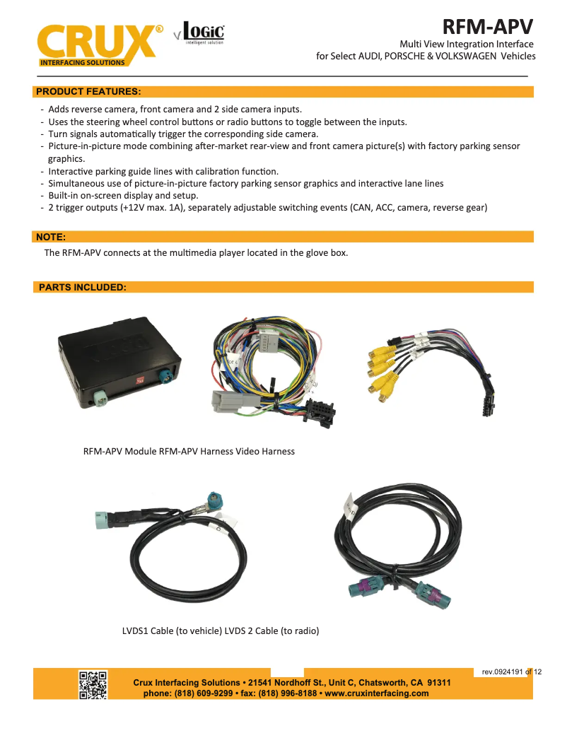 Page 1 de la notice Manuel utilisateur CRUX RFM-APV