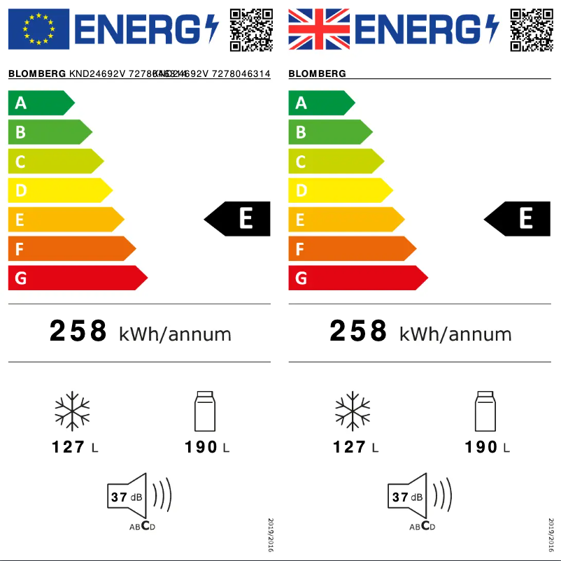 Page n°1 - Label énergétique Blomberg KND24692V