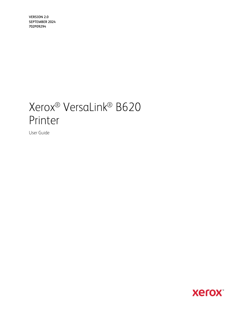 Image de la première page du manuel de l'appareil VersaLink B620