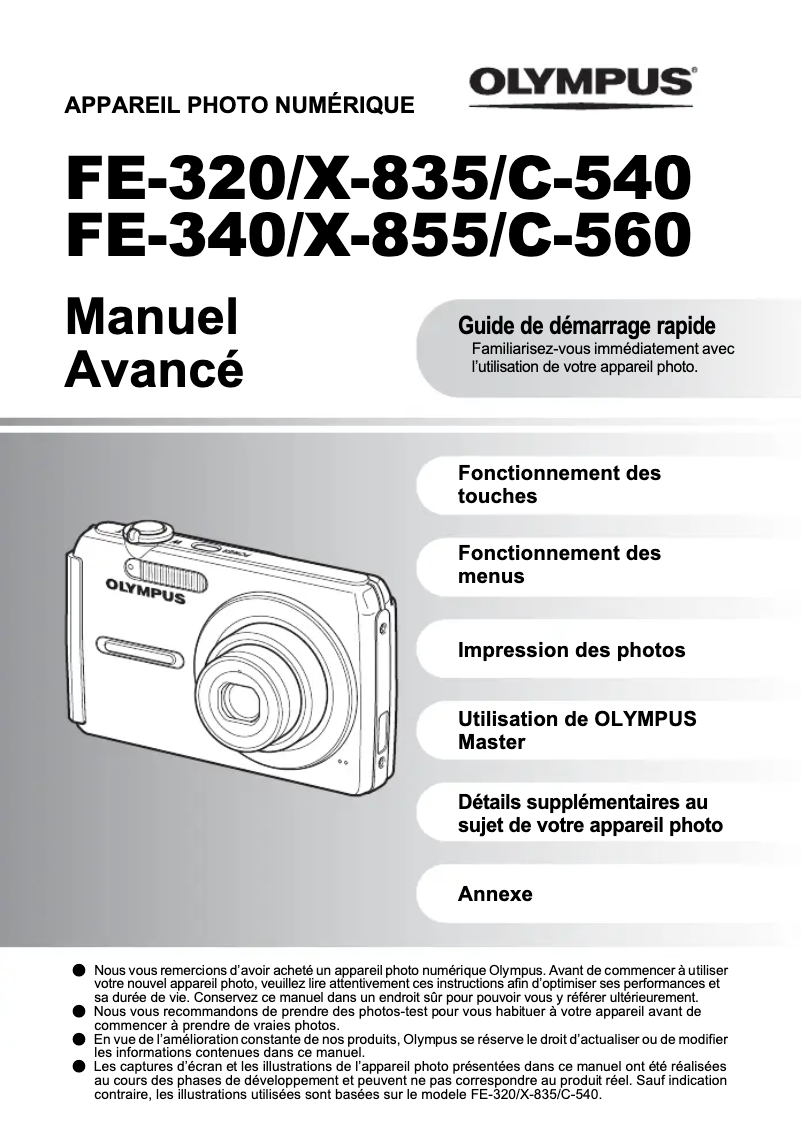 Page n°1 - Manuel utilisateur Olympus FE-340