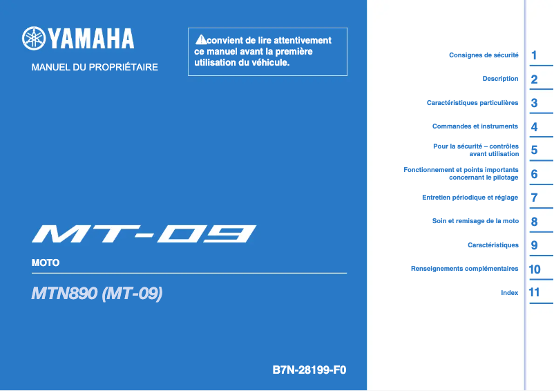 Página 1 del manual Manual de usuario Yamaha MT-09 (2021)