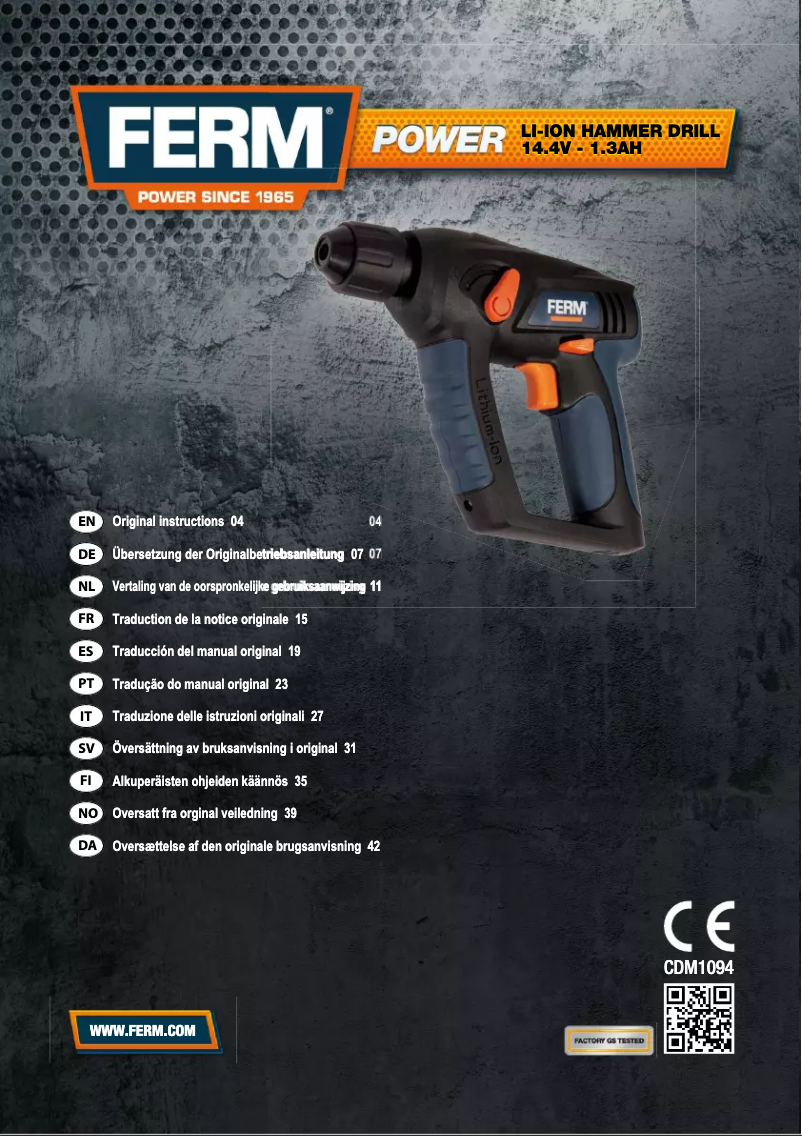 Page 1 de la notice Manuel utilisateur Ferm CDM1094