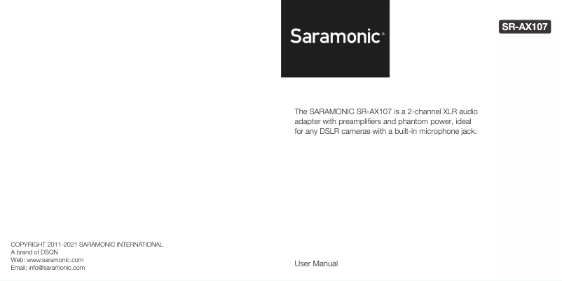 Page n°1 - Manuel utilisateur Saramonic SR-AX107