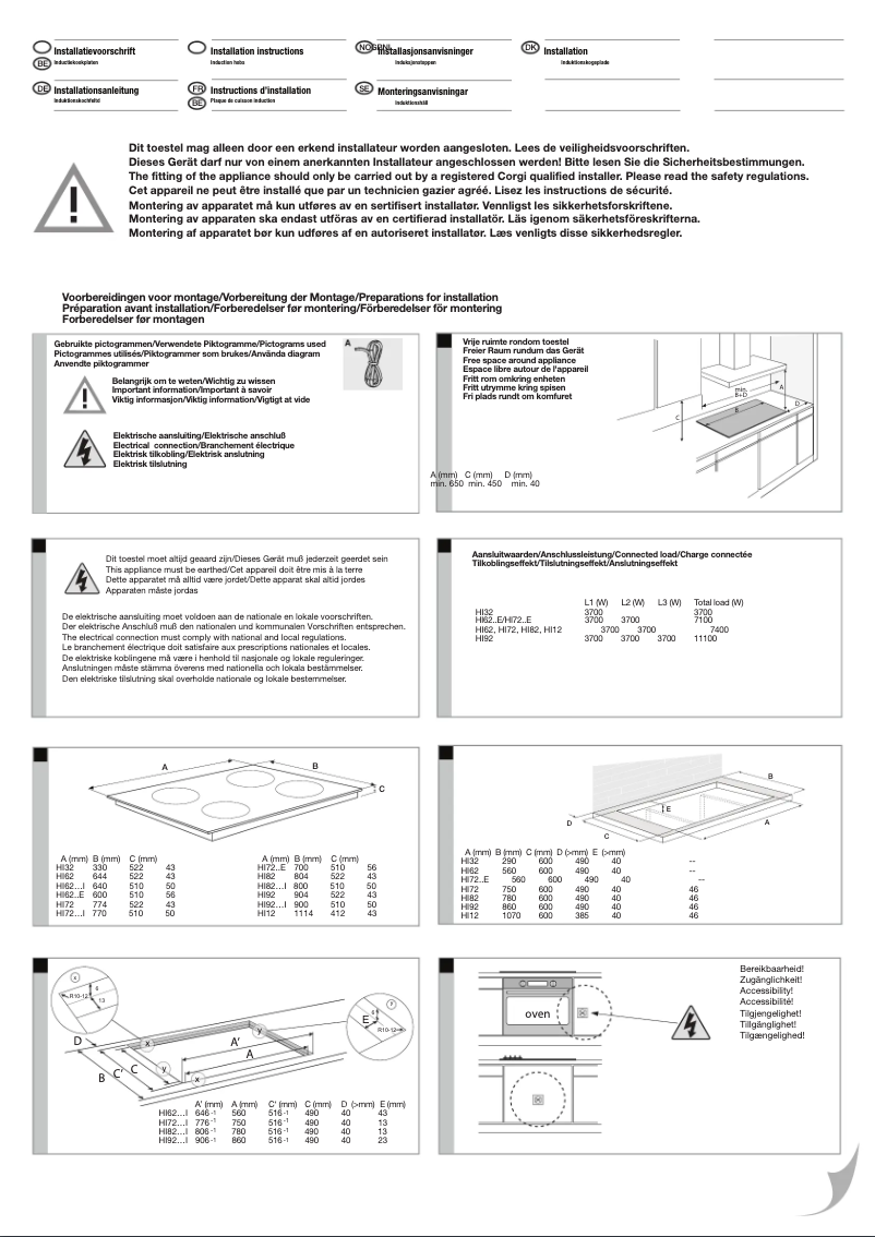 Page 1 de la notice Guide d'installation Atag HI3271MV