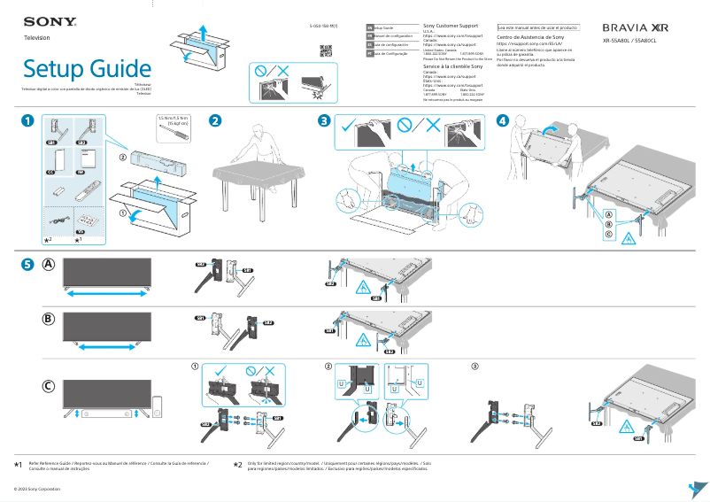 Página 1 del manual Guía de instalación Sony XR-55A80L